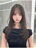 韓国前髪 くびれヘア ワンカール 縮毛矯正