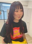 暗めカラーレッドブラウン/顔周り姫カットレイヤー/西千葉