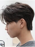 メンズセンターパートウルフセンターパートニュアンスパーマ襟足
