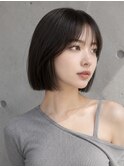 タッセルボブ韓国ヘア 顔周りレイヤー グレージュカラー