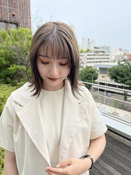 エアー 青山(AIR) オリーブグレージュ/外ハネボブ/ブリーチカラー(air諸見里)