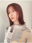 オレンジブラウン/ベージュ/切りっぱなしボブ/似合わせカット