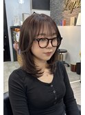 ブラウンベージュシールエクブリーチカラーレイヤーカット