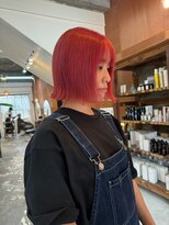 チャプター 問屋町(chapter)&nbsp;髪質改善ピンクカラーケアブリーチダブルカラー外はねボブ