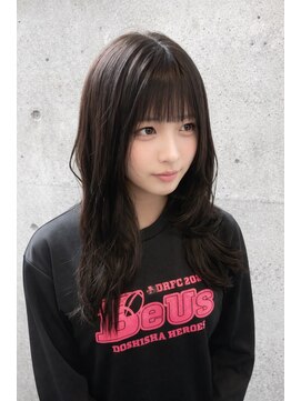 テラ(terra) 地毛風グレージュ×顔まわりレイヤー☆再現性◎シースルーバング