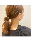ベージュカラー×簡単アレンジ