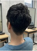 メンズ/アップバング/ツーブロックマッシュ/束感ショート波巻き