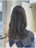 【川辺晴加】艶感オリーブグレージュ/ブリーチなしダブルカラー