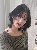 ノイズオオサカ 梅田店(NOISM OSAKA)&nbsp;小顔外ハネミディアムアッシュ20代30代40代くびれミディ韓国ヘア