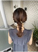 参列ヘア　結婚式ヘア　編み下ろし　ローポニー