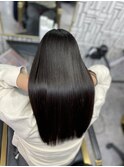 大人可愛い透明感立体感グレージュ×エアストレート