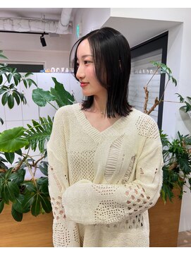 オーシャン(Ocean) 【OceanHair&Life田中愛梨】切りっぱなし/黒髪/学割/カラー