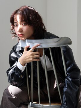 【Sourire江坂】バーガンディカラー×ウェーブヘア