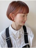 【morio 原宿】ミニボブ切りっぱなし　インナーオレンジ　オバラ