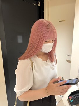 ヘアサロン ガリカ 表参道(hair salon Gallica) 【柴田優香】ピーチピンク/ハイトーン派手髪ペールカラー