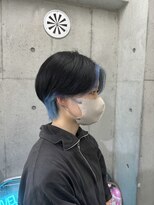 インク 渋谷(INK.)&nbsp;黒と水色のインナーカラー