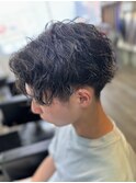 *センターパート×波打ち、波巻きMIXパーマ*