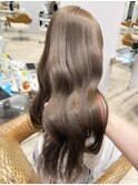 【関日葉里】ブリーチなしダブルカラーで透明感ベージュ