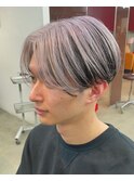 ホワイトシルバーグレーアウターカラーセンターパート