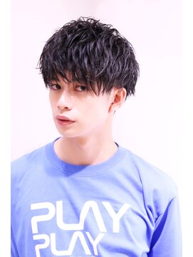 ネイビー(NAVY) ハーフウエット質感☆スパイラルラフマッシュ