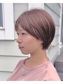 秋髪◎丸みショートと艶感あるピンクブラウン