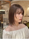 姫カットボブ 顔まわりカット ぷつっとライン 前髪ありボブ ロブ