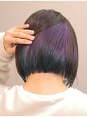 紫と翠のインナーカラー