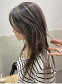 デザイン細めハイライトくすみベージュフェイスフレーミング