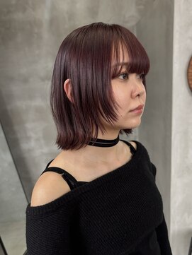 テトヘアー(teto hair) ボブウルフ、レッドブラウン、切りっぱなしボブ