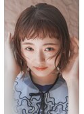 大人可愛い20代30代40代黒髪前下がりひし形小顔ボブ丸みショート