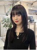 bハッシュカットロングレイヤーロングウルフ顔周りレイヤー