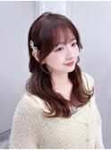 ロングおくれ毛小顔韓国ヘア顔周りレイヤー_F21123