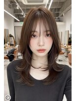 レス(Les.)&nbsp;ミディアムレイヤーバタフライカットハッシュカットダークグレー