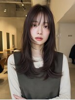 ケシキ 表参道 原宿(kesiki.)&nbsp;ミディアムレイヤー顔周りレイヤーハッシュカット韓国へア