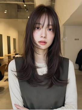 ケシキ 表参道 原宿(kesiki.) ミディアムレイヤー顔周りレイヤーハッシュカット韓国へア