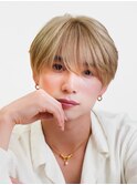 ブロンドハイトーンカラーナチュラルシースルーマッシュ韓国