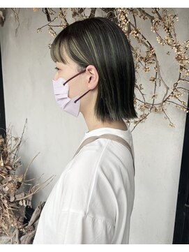 ディレクト(Direct) 《Direct》切りっぱなしボブ x グリーンハイライト