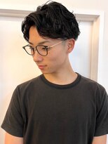 パーク 福岡天神西通り店(parc)&nbsp;波巻きパーマ　センターパート　メンズカット　メンズショート