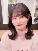 ミディアム美髪顔周りレイヤー韓国ヘア_ba504881