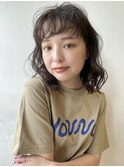 デジタルパーマ　ブルーブラック　ニュアンスパーマ　イメチェン