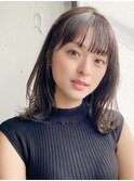 小顔 前髪 レイヤーカット ホワイトグレージュ"