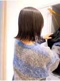 Say.ミディアムボブブルーカラー細めハイライトデジタルパーマ