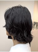 渋谷メンズミディアムメンズボブウルフ緩めスパイラルパーマ