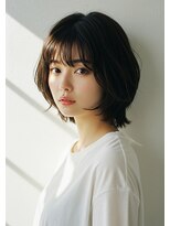 コトナ 越谷店&nbsp;黒髪ワイドバング前下がりミディアムボブ｜越谷で20代30代に人気