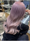 渋谷ピンクベージュカラーペールピンクカラー顔周りレイヤー30代