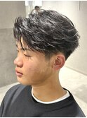 刈り上げマッシュフェザーショートパーマニュアンスパーマ