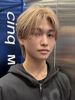 サンクマーケット 渋谷(cinq MARKET)&nbsp;メンズブリーチマッシュハイトーンダブルカラーベージュカラー