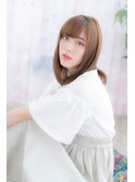 シースルーバング艶カラー大人ガーリー鎖骨ミディアムc1