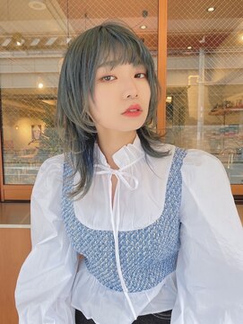 ルービック 天王寺(Rubik's) マッシュウルフ_韓国風ブルーカラーマッシュショートボブウルフ