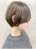大人ショートボブ丸みショートカットマッシュショート前髪あり